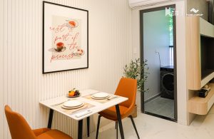 Nhà mẫu căn hộ Studio The Win City – khu vực bếp và bàn ăn