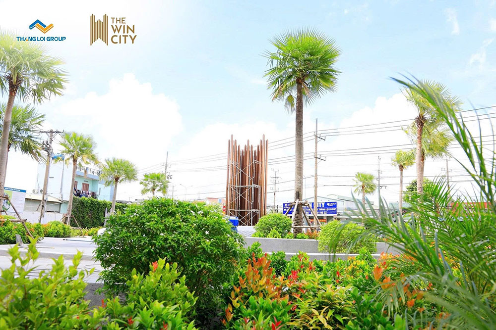 ảnh thực tế the win city cho thấy công viên xanh mát nội khu