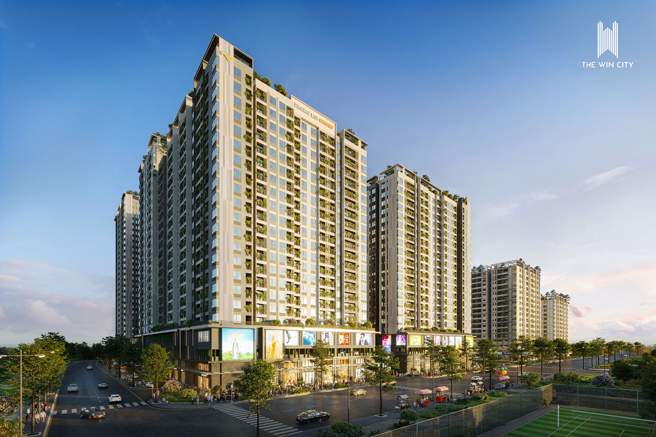 tổng quan the win city có hơn 6.000 căn hộ với thiết kế hiện đại