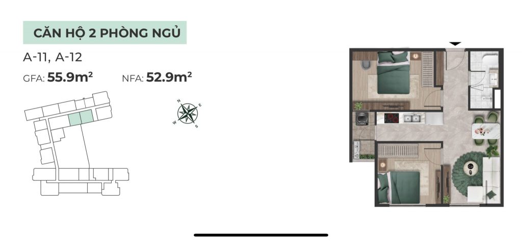 mặt bằng the emerald garden view