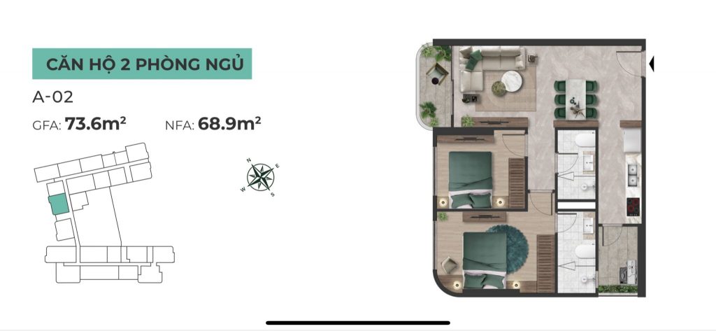 mặt bằng the emerald garden view