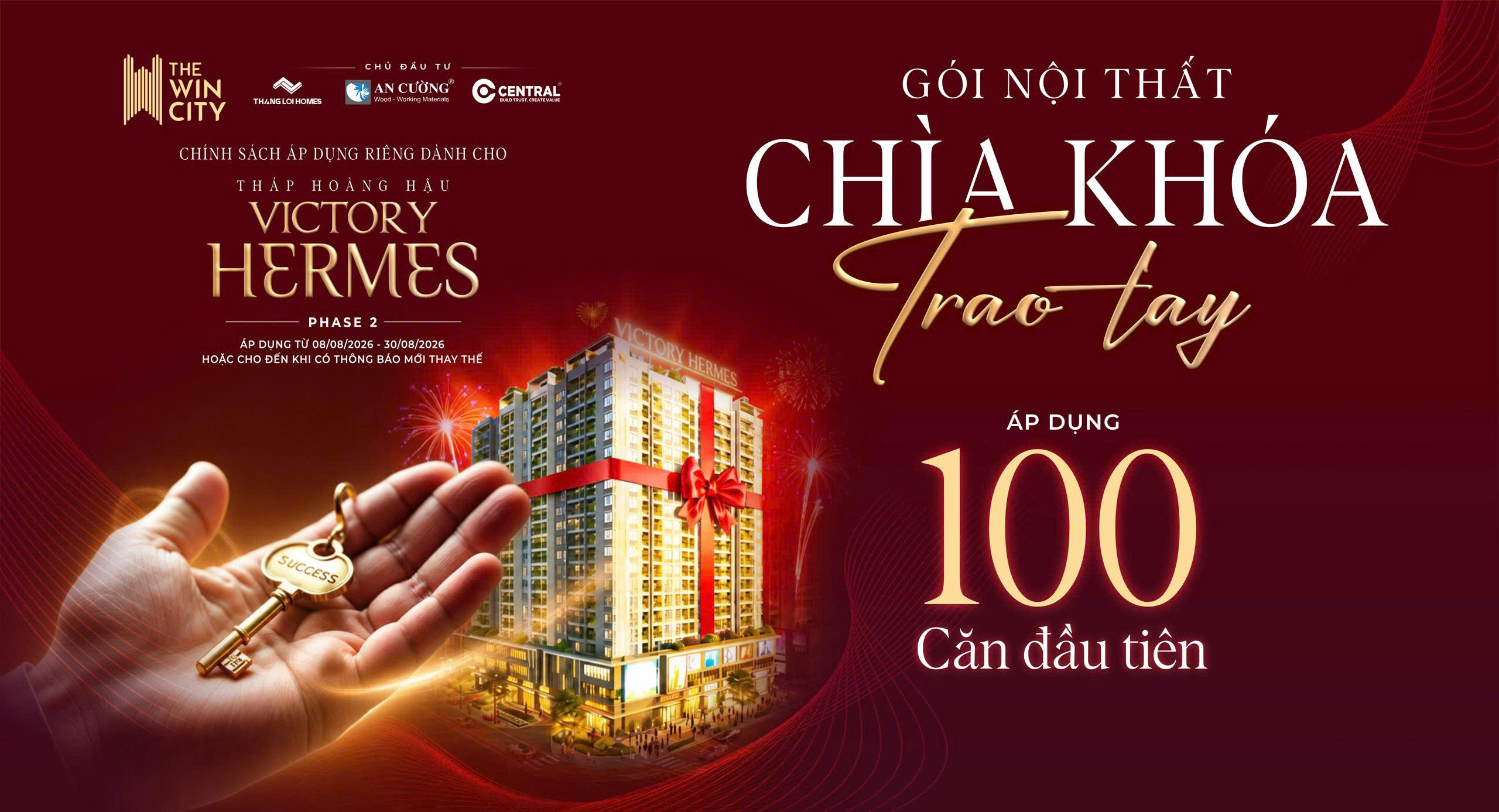 Gói nội thất chìa khóa trao tay Victory Hermes The Win City áp dụng cho 100 căn đầu tiên