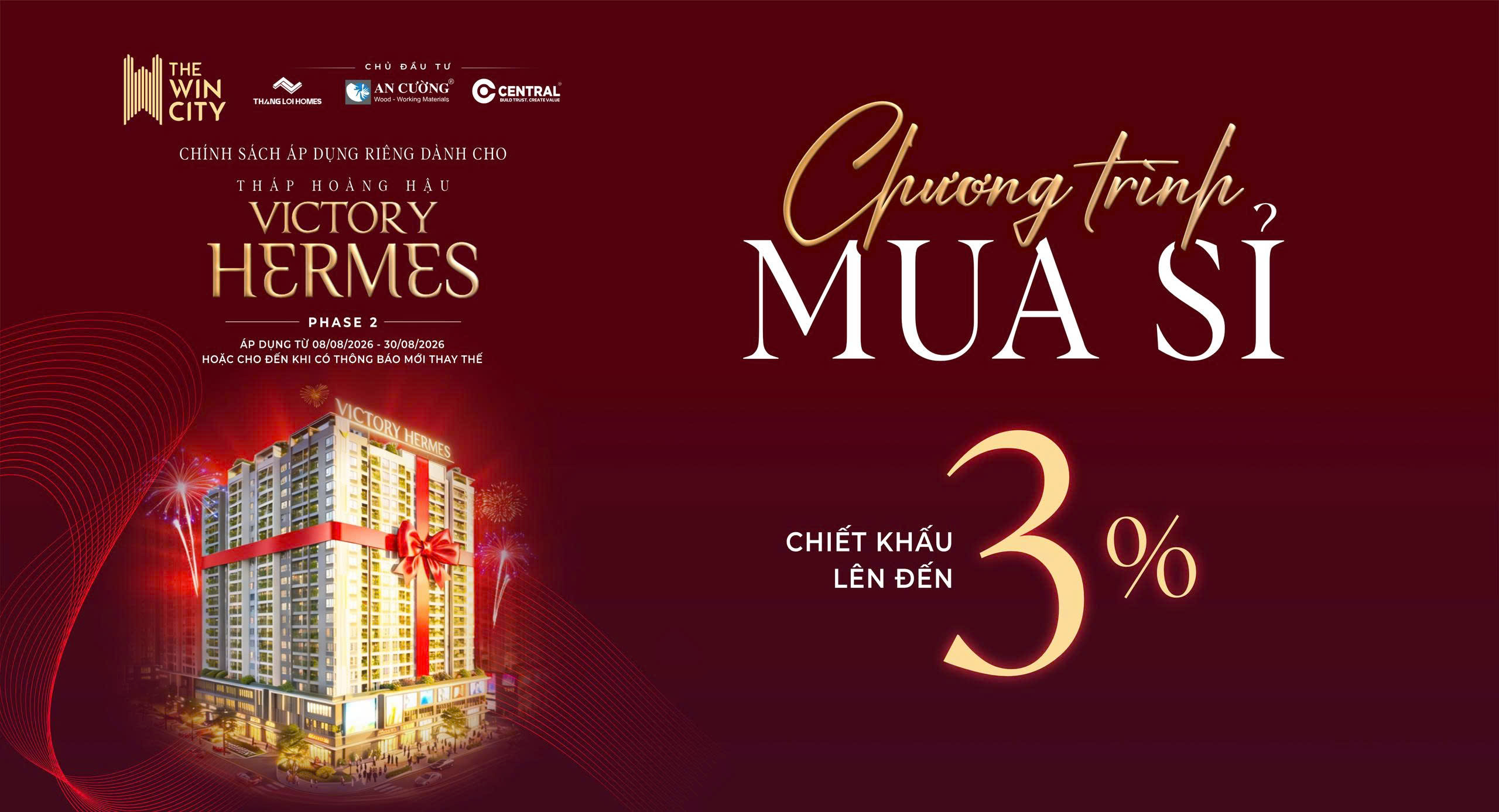 Chương trình mua sỉ Victory Hermes The Win City chiết khấu lên đến 3%