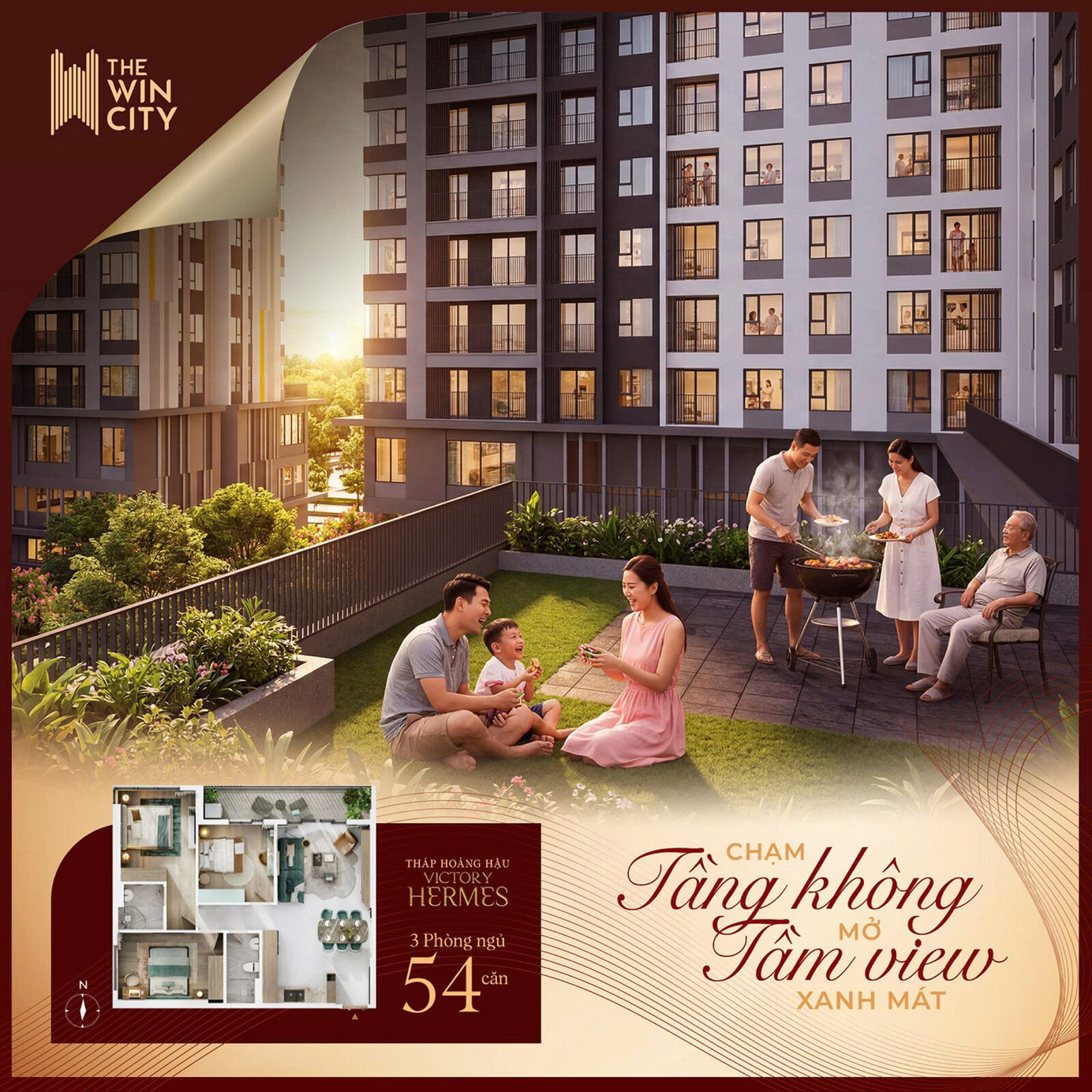 Căn hộ 3PN tháp Victory Hermes The Win City – 54 căn
